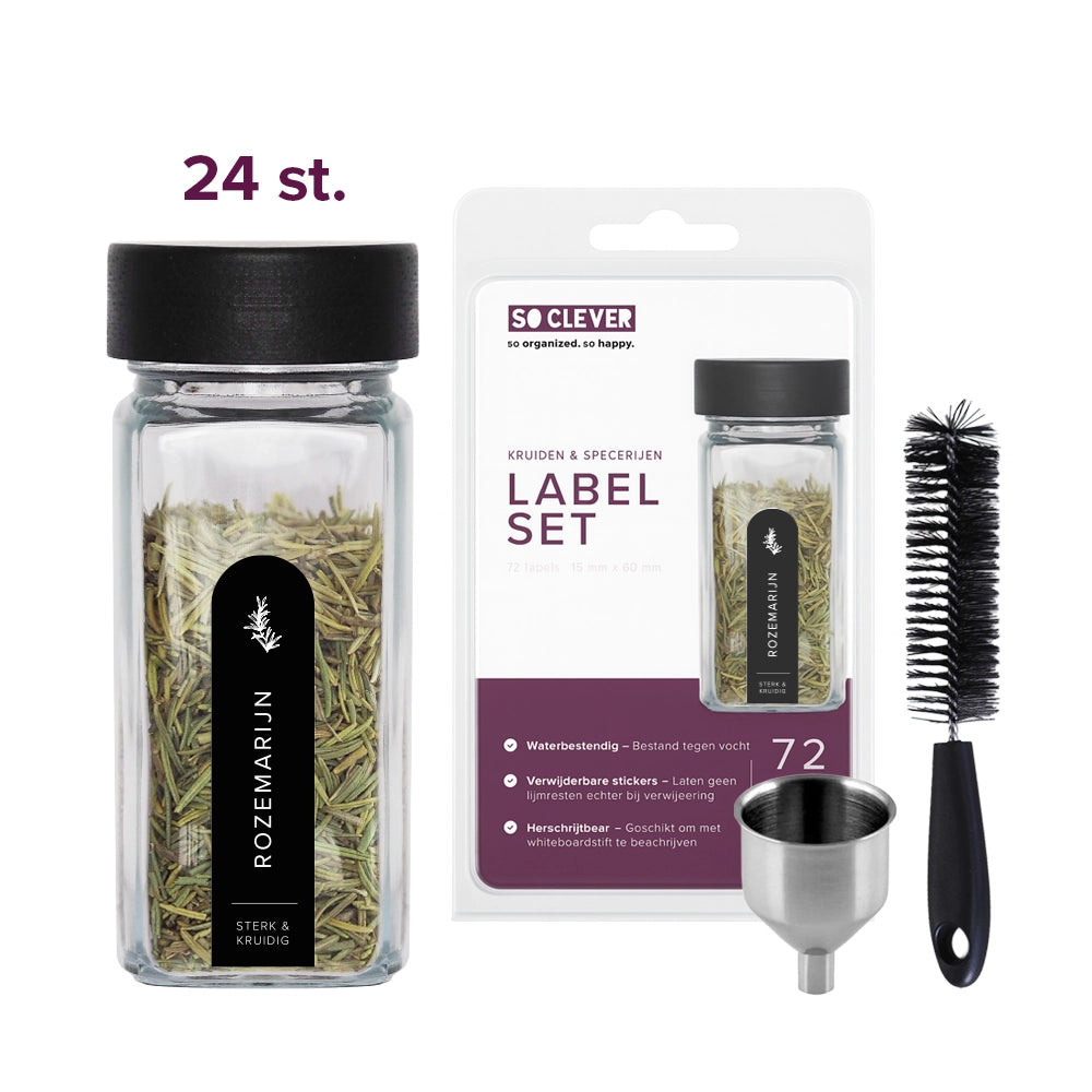So Clever Gewürzset 24 Gewürzgläser 120 ml mit 15x60mm Etiketten