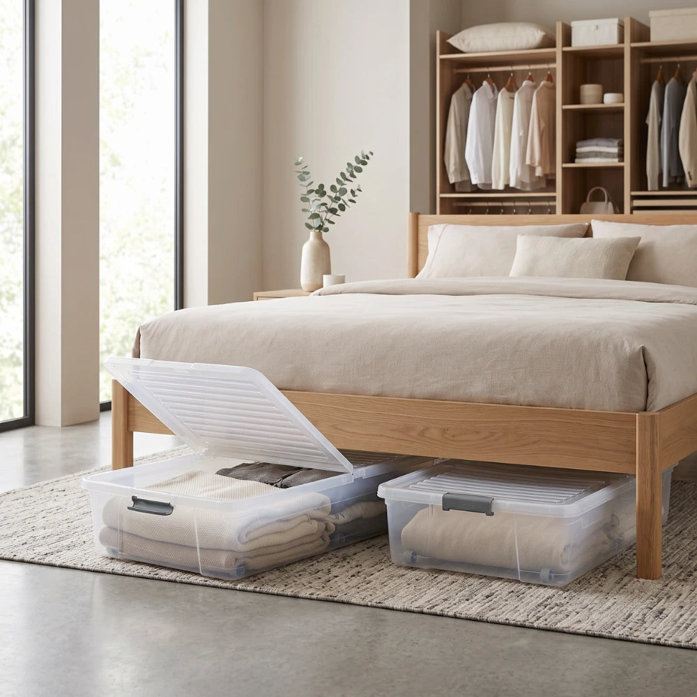 Opbergbox onder bed op wielen en klapdeksel 53 liter Five®