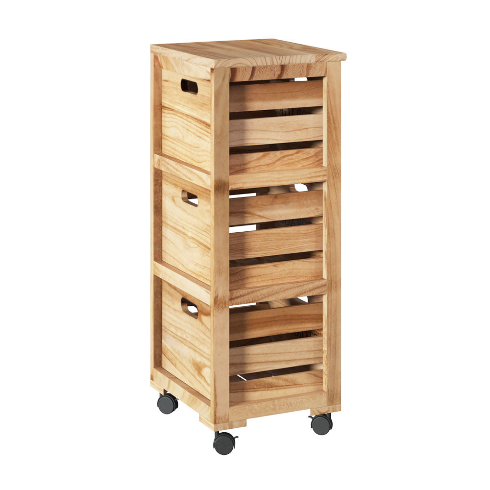 Houten trolley opbergen