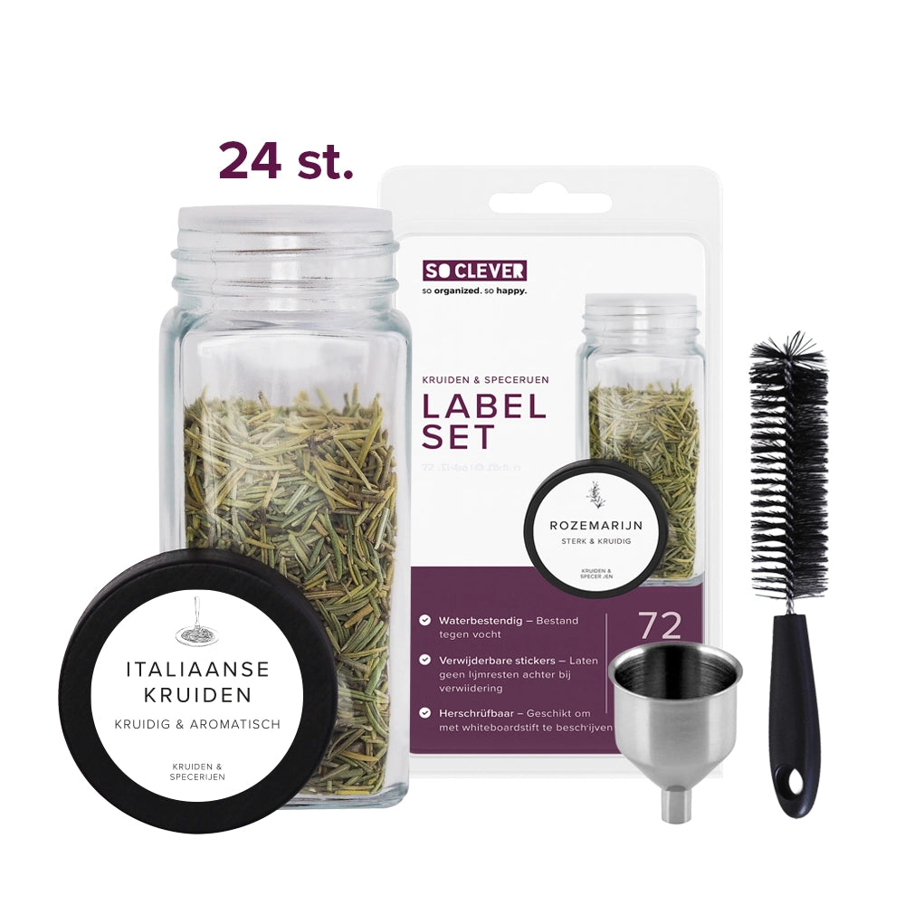 So Clever Gewürzset 24 Gewürzgläser 120 ml mit Ø35mm Etiketten