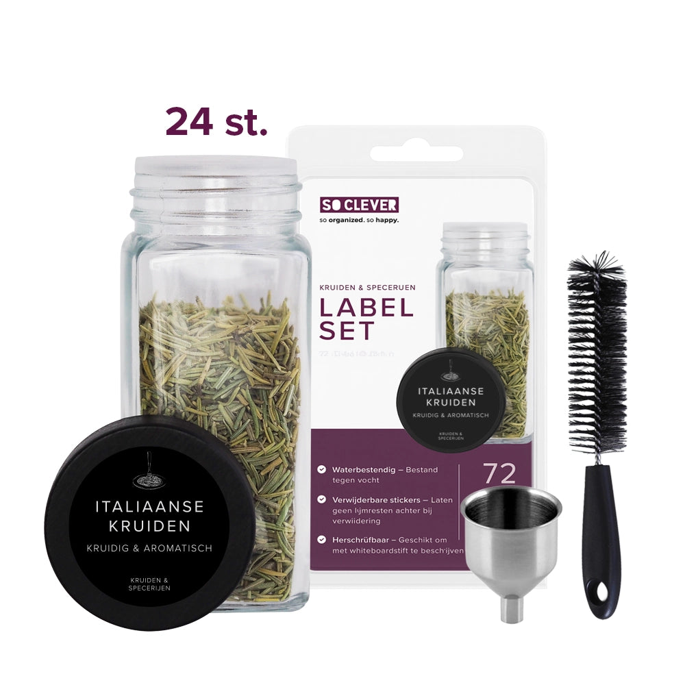 So Clever Gewürzset 24 Gewürzgläser 120 ml mit Ø35mm Etiketten